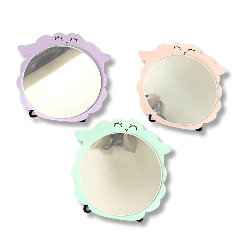 Gương Trang Điểm Cute inox Tròn Để Bàn